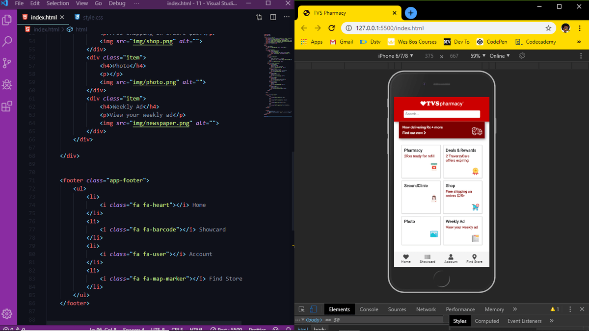 Day 44 of #100DaysOfCode

Worked on a HTML and CSS Mobile UI Layout, while coding along to a tutorial by @traversymedia.

#MillionThanksBrad #HTML #CSS @CodeNewbies @QuietDeveloper https://t.co/Lj1z2RgVPT